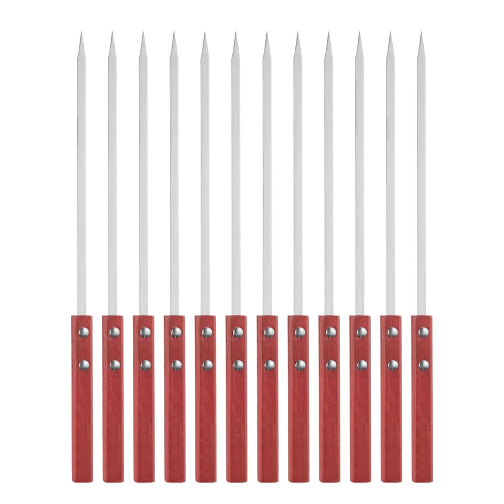 12pcs Kebob Skewers 35cmx7mmx2mm Flat Sticks with Wood Handle