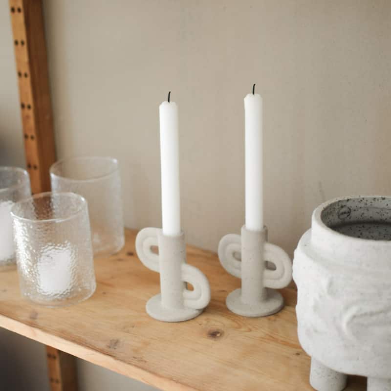 Swirl Slide Ceramic Candle Holder - 4.5"