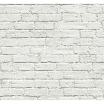NextWall Vintage White Brick Peel and Stick Removable Wallpaper - 20.5 in. W x 18 ft. L