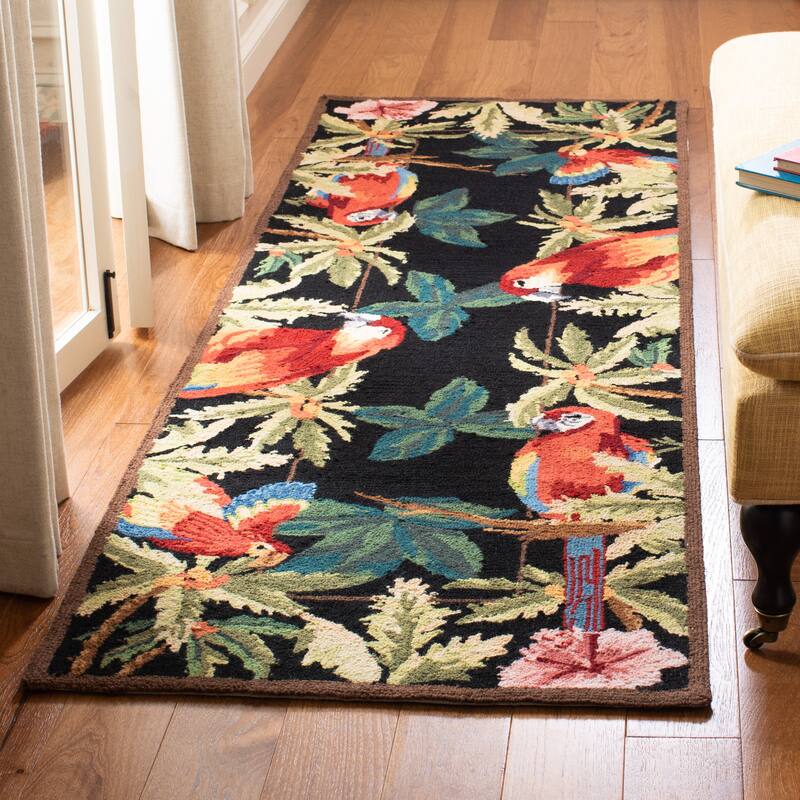 SAFAVIEH Handmade Chelsea Vibretha French Country Wool Rug - 2'6" x 10' Runner - Black