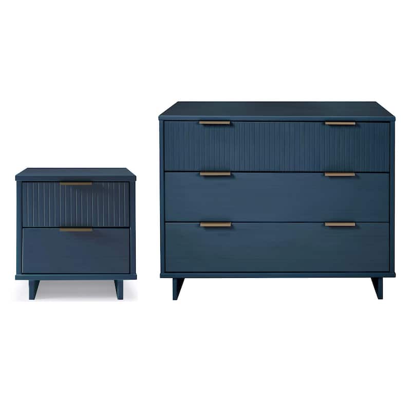 Manhattan Comfort 2-Piece Granville Modern Solid Wood Standard Dresser and Nightstand Set