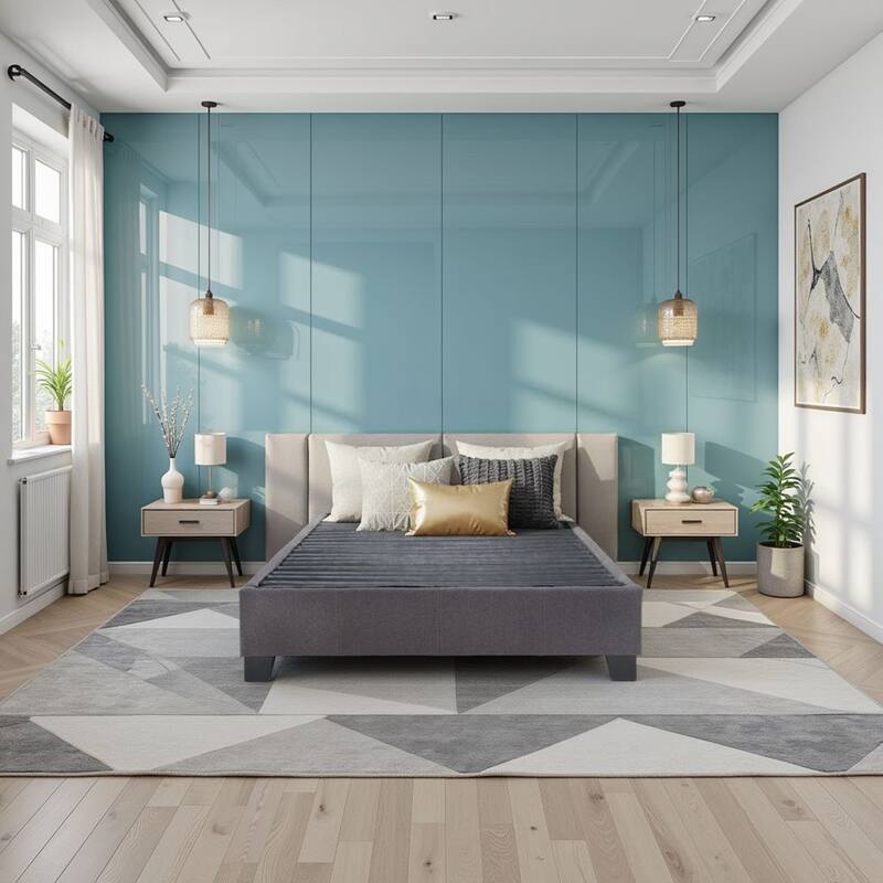 Bridgevine Home Modern Contempo Upholstered Bed Platform Base - King - Charcoal