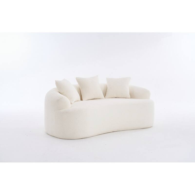 Curved Loveseat White Full Compression Sponge Sofa