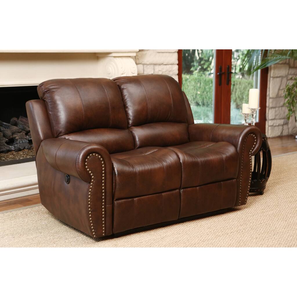 Abbyson Sterling Top Grain Leather Power Reclining Loveseat