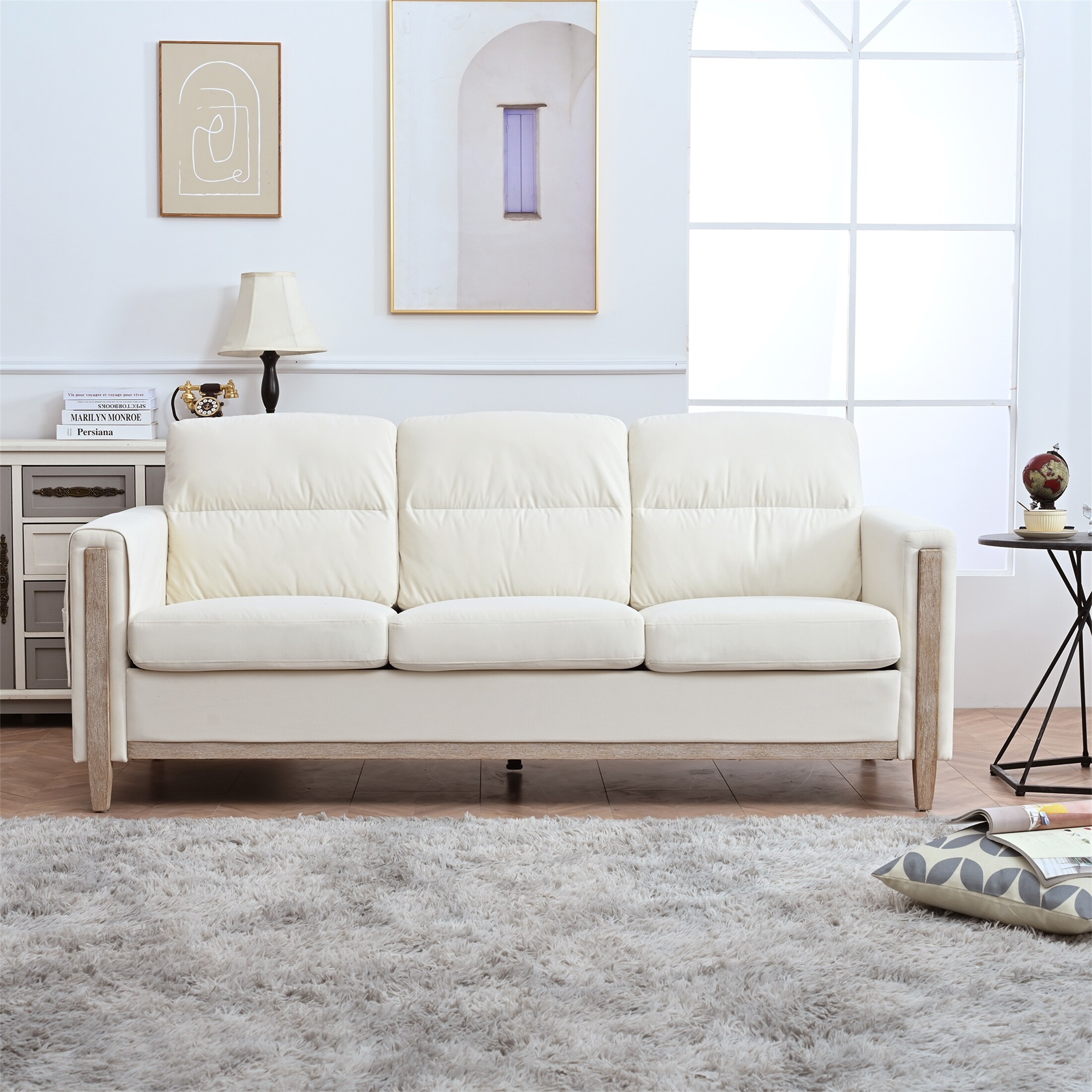 Comfortable Solid Wood Three Seater Sofa Bed Bath Beyond