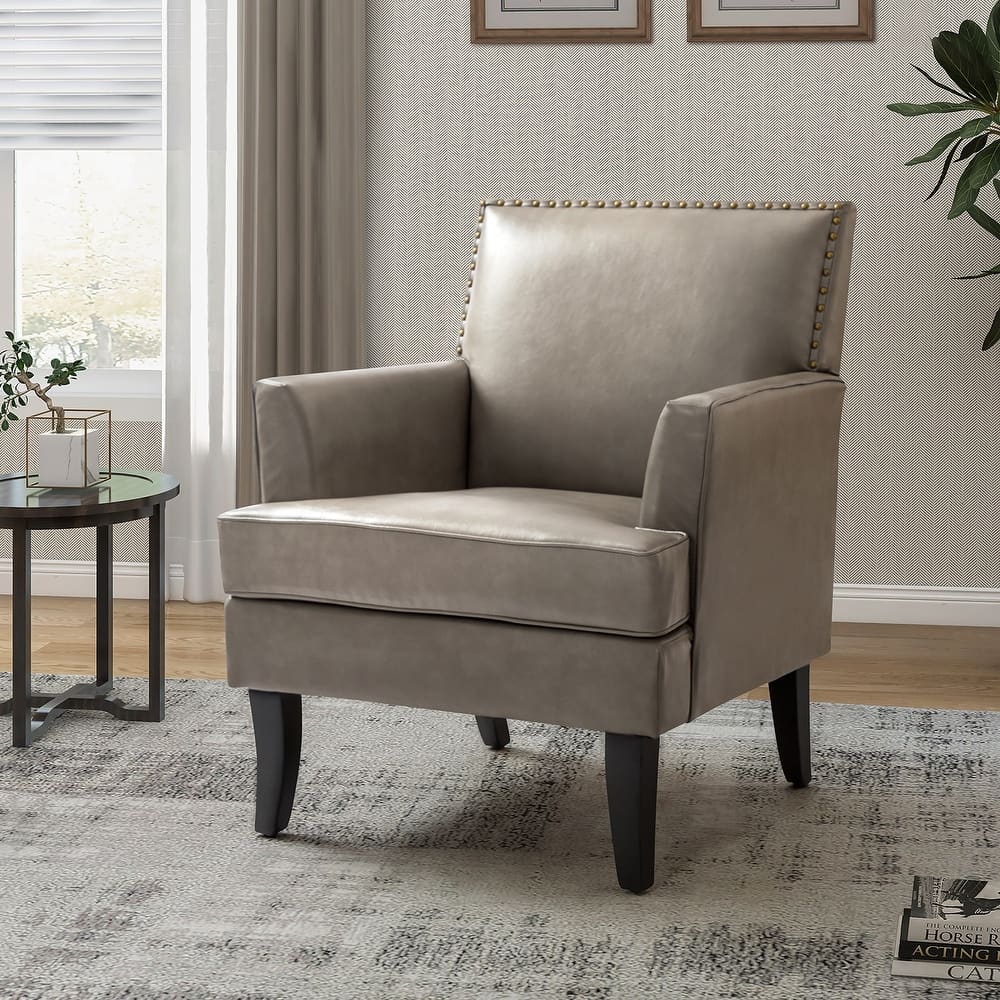 Nileus Contemporary and Classic Polyester Accent Chair with Solid Wooden Legs by HULALA HOME