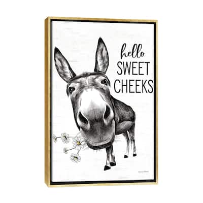 iCanvas "Hello Sweet Cheeks Donkey" by lettered & lined Framed Canvas Print