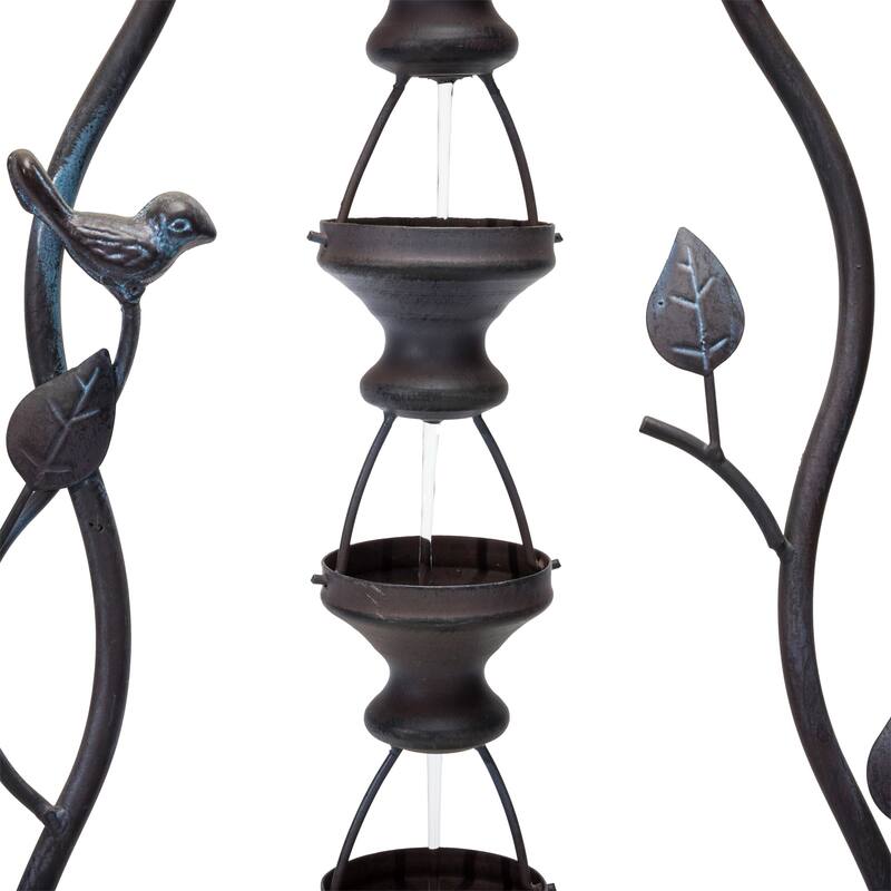 Alpine Corporation 41" Tall Indoor/Outdoor Metal Hanging 7-Cup Tiered Floor Water Fountain, Bronze