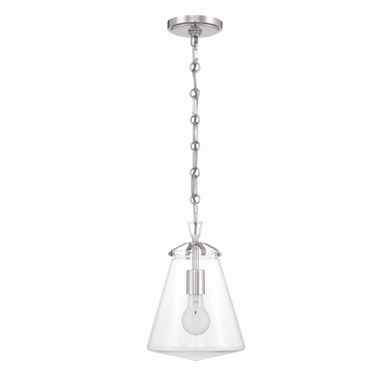 Voss 1 Light Polished Nickel Mini Pendant - 8.25"W x 11.5"H x 8.25"D