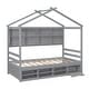 preview thumbnail 8 of 57, Wooden House-shaped Twin House Bed with Bedside Built-in Storage Shelves,Under Bed Storage,Kids and Baby