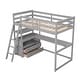 preview thumbnail 11 of 31, Stylish & Simple Twin Size Loft Bed with Desk and Shelves, Two Built-in Drawers, Safety Guaranteed, Multifunctionl Design, Gray
