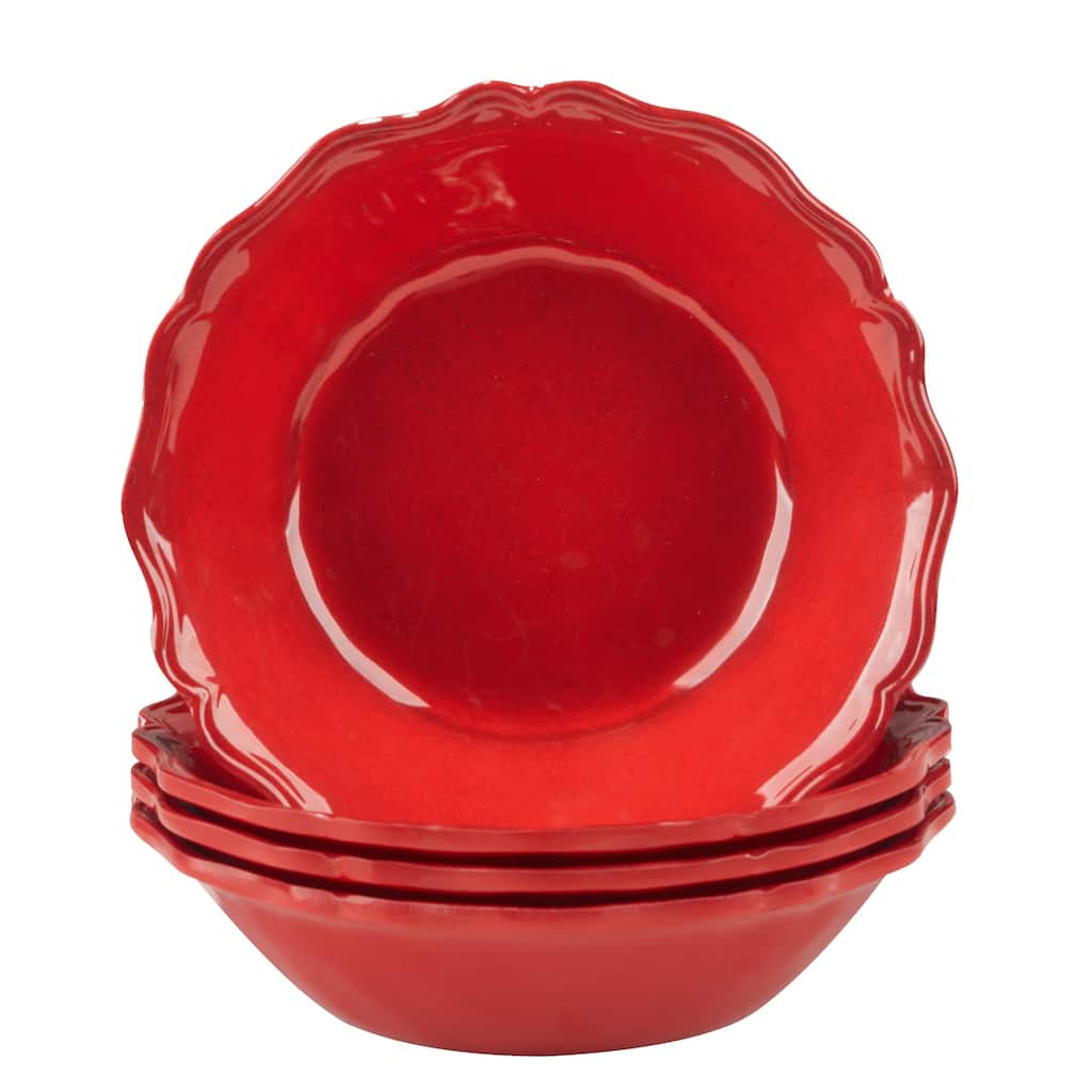 Certified International Red Crackle 8.5" Melamine All Purpose Bowls, Set of 4 - 8.25" Diameter x 2"