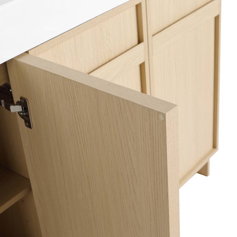 Contemporary Bathroom Vanity Cabinet with Soft-Close Hinges, Scratch-Resistant Melamine Finish, Adjustable Shelf