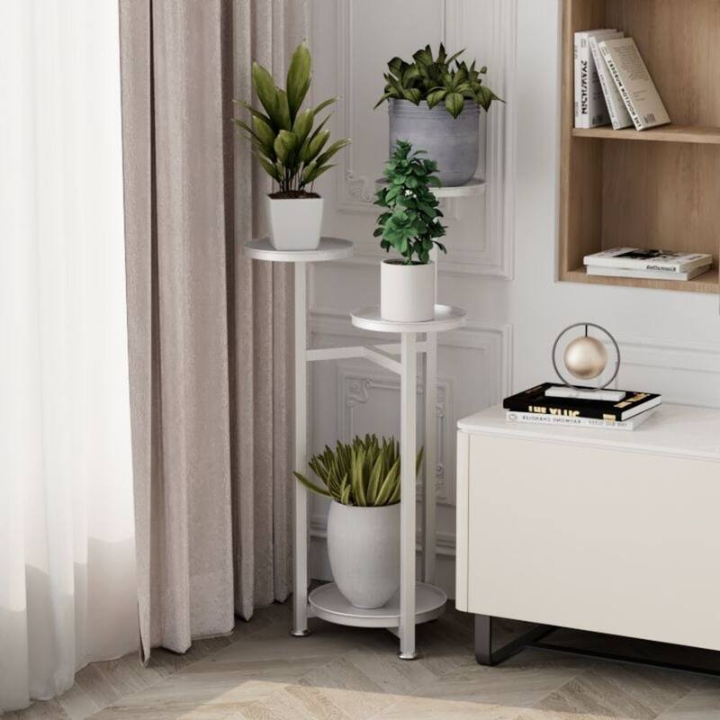 Multi-Layer Plant Stands For Indoor Plants With Anti-slip Feet, Corner Plant Stand, Tiered Plant Stands - White-80cm