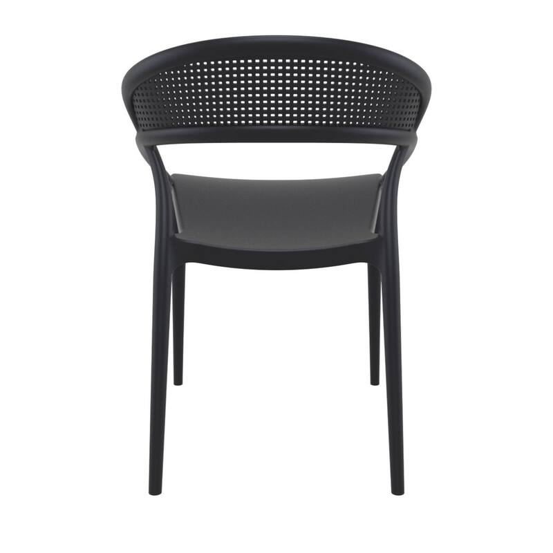 32.25" Black Mesh Outdoor Patio Round Dining Chair