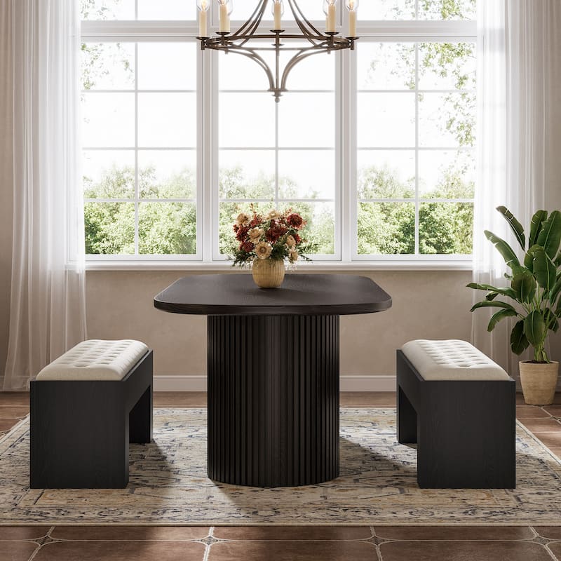 55" Upholstered Dining Bench, Long Table Seat for Living Room