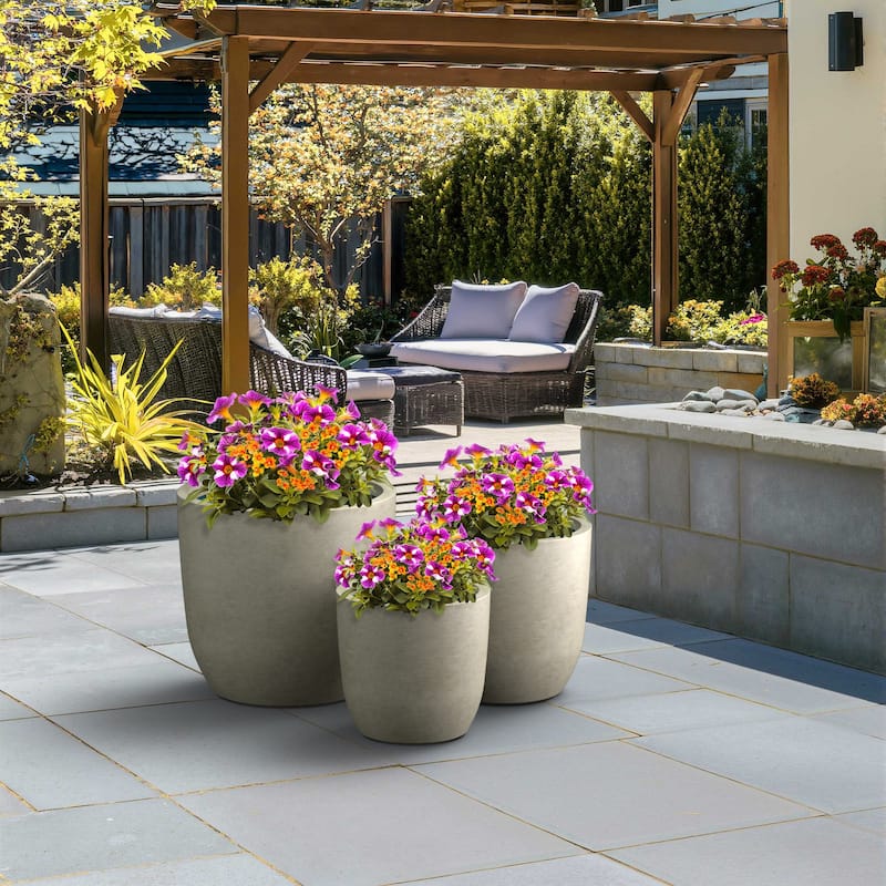 Tall Concrete Round Plant Pots / Large Indoor and Outdoor flower Planters