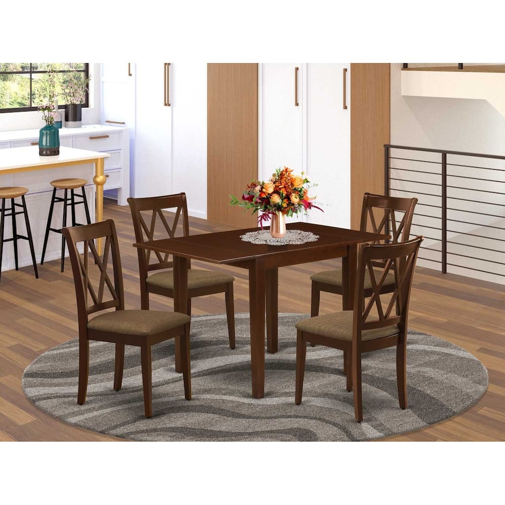 HomeStock 5-Pc Mahogany Finish Solid Wood Top-Dining Room Set-Seats 4