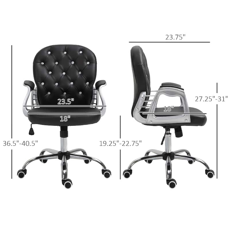 Button Tufted Desk Chair Home Office Chair with Adjustable Height and Swivel Wheels