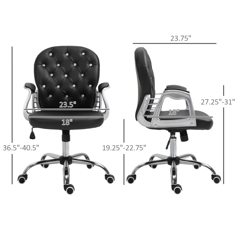 Ergonomic Leather Office Chair with Button Tufted Design, Padded Armrests, and Adjustable Height for Home Office