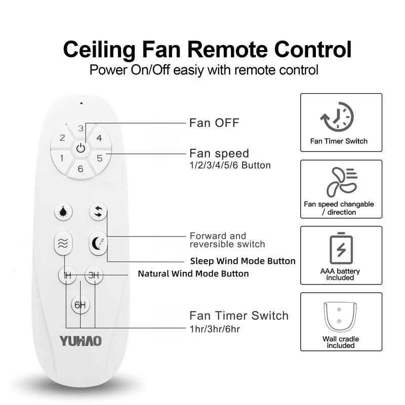 Solid Wood 60 Inch Remote Control Ceiling Fan with Reversible Motor