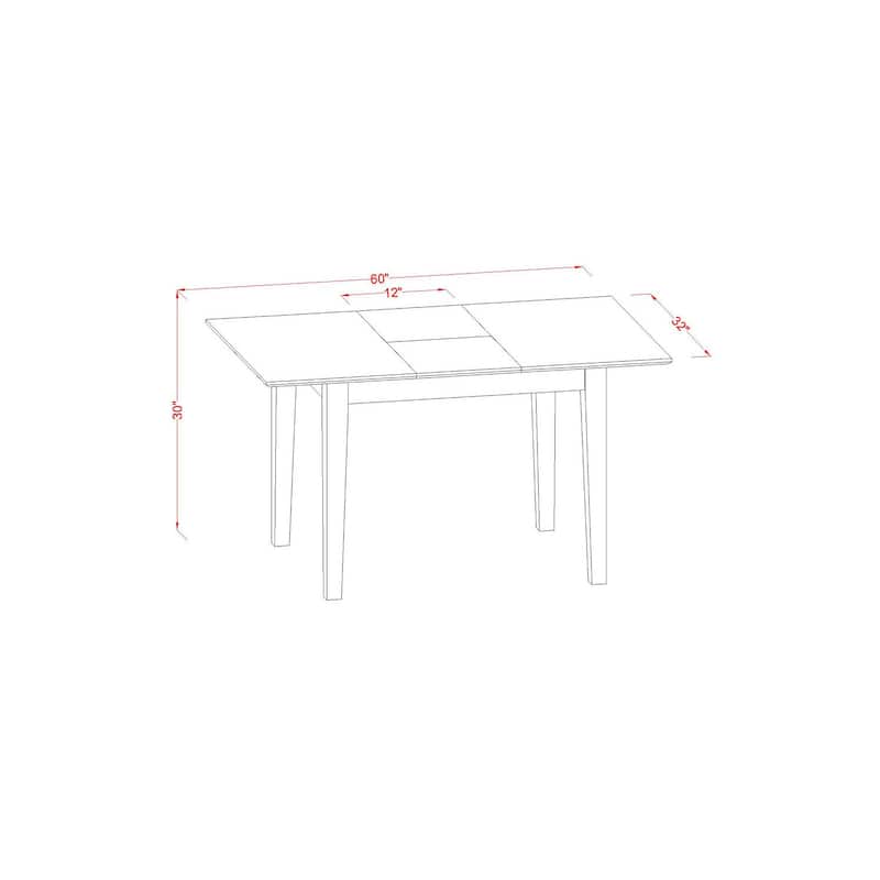 Extendable Dining Table with Butterfly Leaf - Rectangular Table for Kitchen or Dining Room - 60