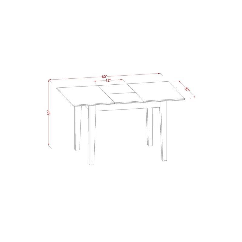 HomeStock 5-Piece Rectangle Mahogany Finish Solid Wood Top Dining Table with 4 Chairs with Cross Back