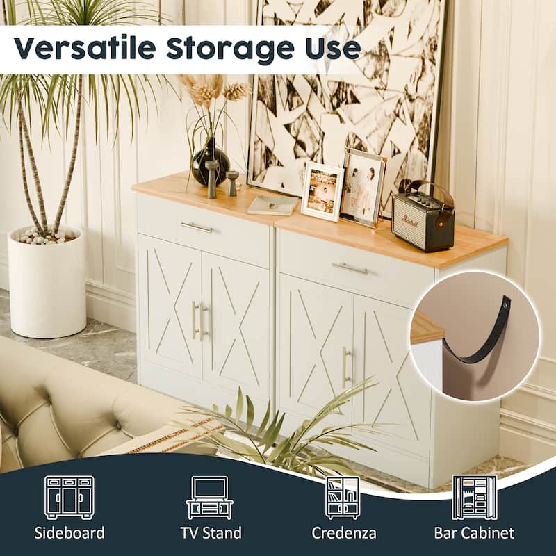 Multifunctional 2-Door Storage Cabinet with Drawer – Kitchen Pantry Organizer, TV Stand