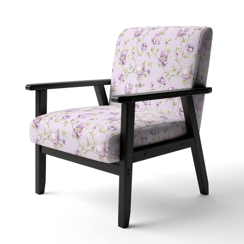 Designart "Purple Flowers and Leaf" Upholstered Cabin & Lodge Accent Chair and Arm Chair - Arm Chair