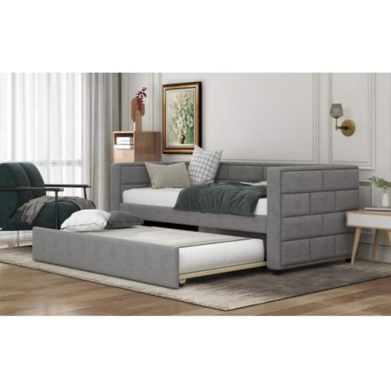 Twin Size Daybed with Trundle in Gray
