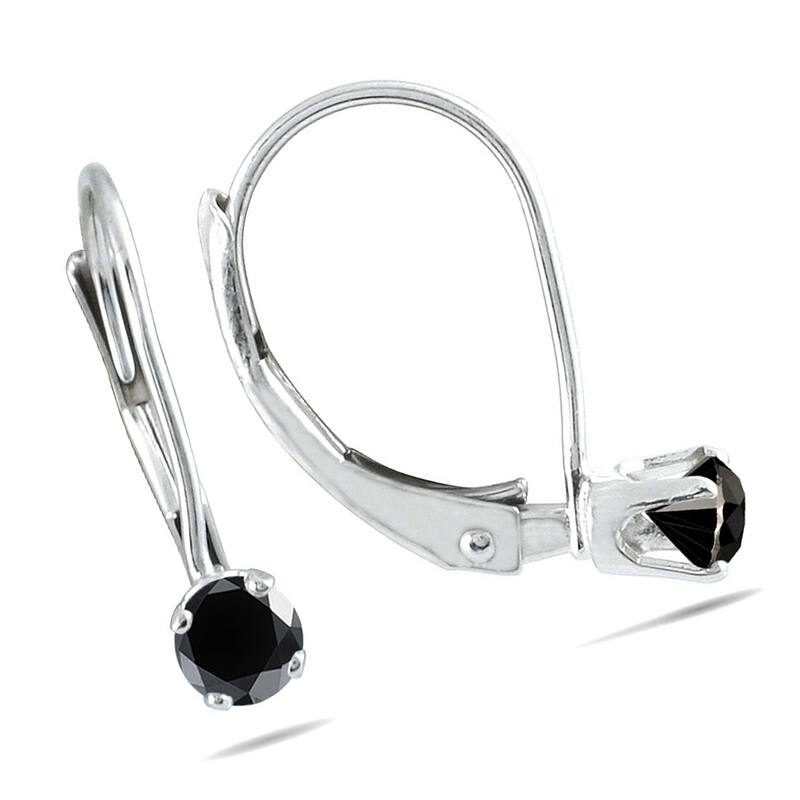 Marquee 1/4 Carat TW Black Diamond Lever Back Earrings in 14K White Gold