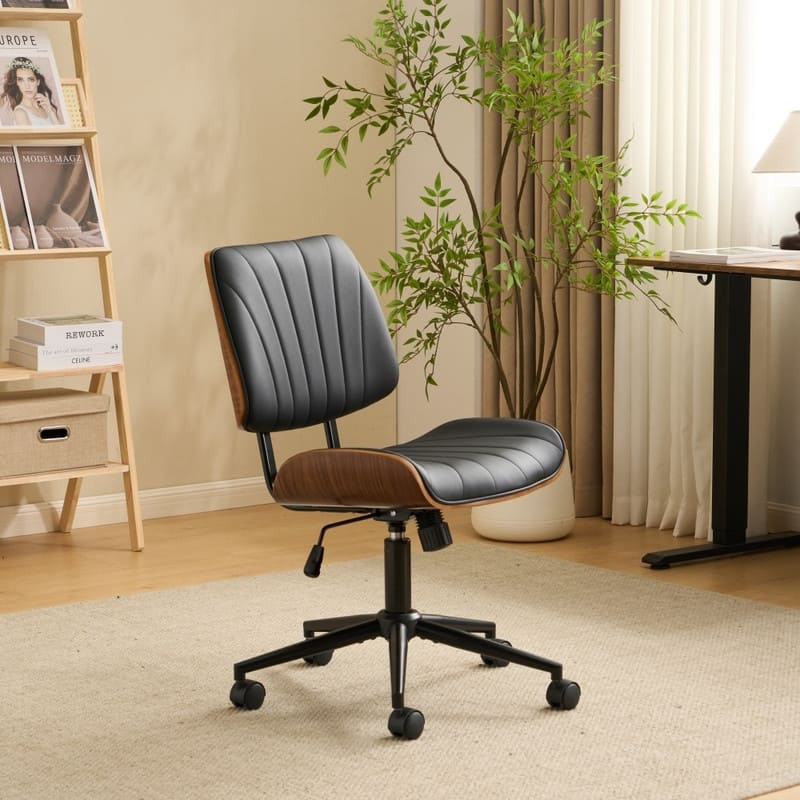 PU Trapezoid Curved Back Swivel Office Chair