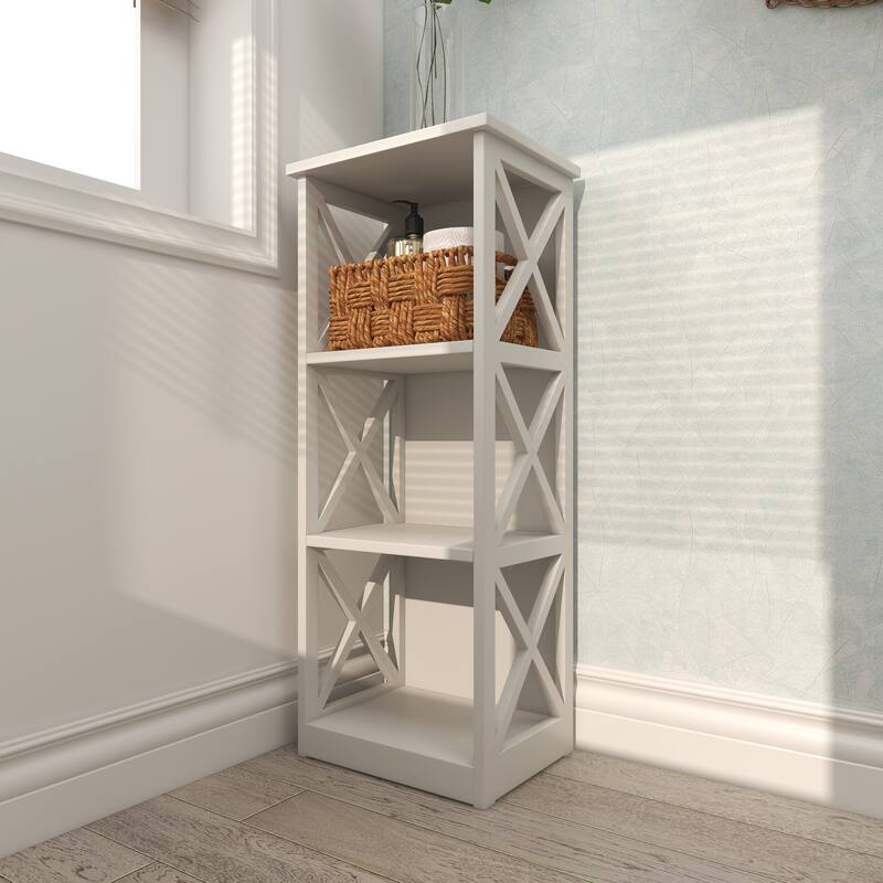 White Wooden 4 Shelves Shelving Unit