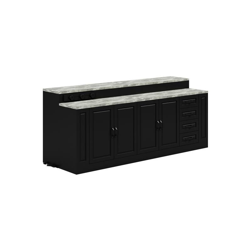 Large Kitchen Island with Storage and Power Outlet, 94.5” Kitchen Island Cabinet with Drawers and Shelves, Kitchen Island