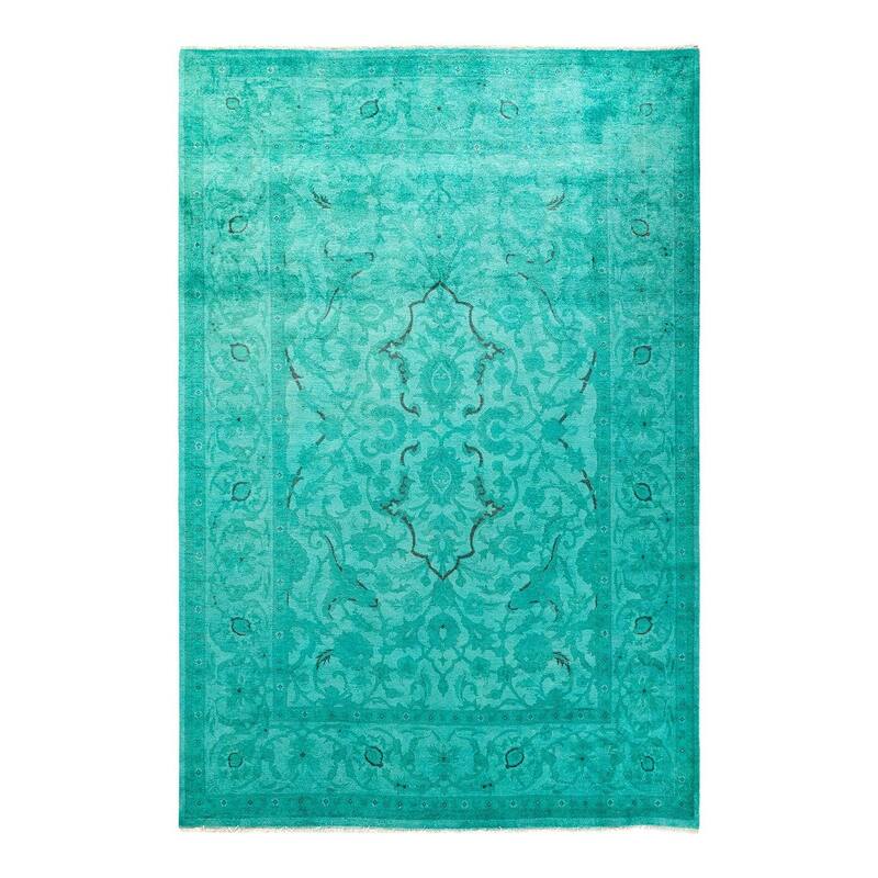 Vibrance, One-of-a-Kind Hand-Knotted Area Rug - Blue, 6' 1" x 9' 2" - 6' 1" x 9' 2"