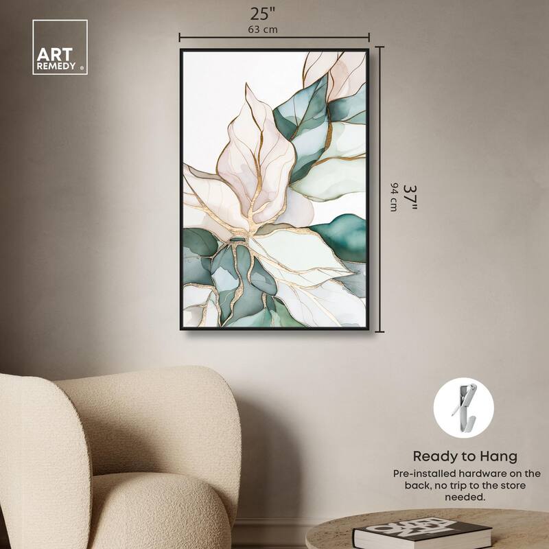 Pastel Leaves with Gold II Canvas by Art Remedy