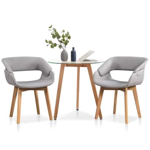 ivinta Dining Table Set for 2/4, Small Round Glass Dining Table with 2 Chairs for Breakfast Nook