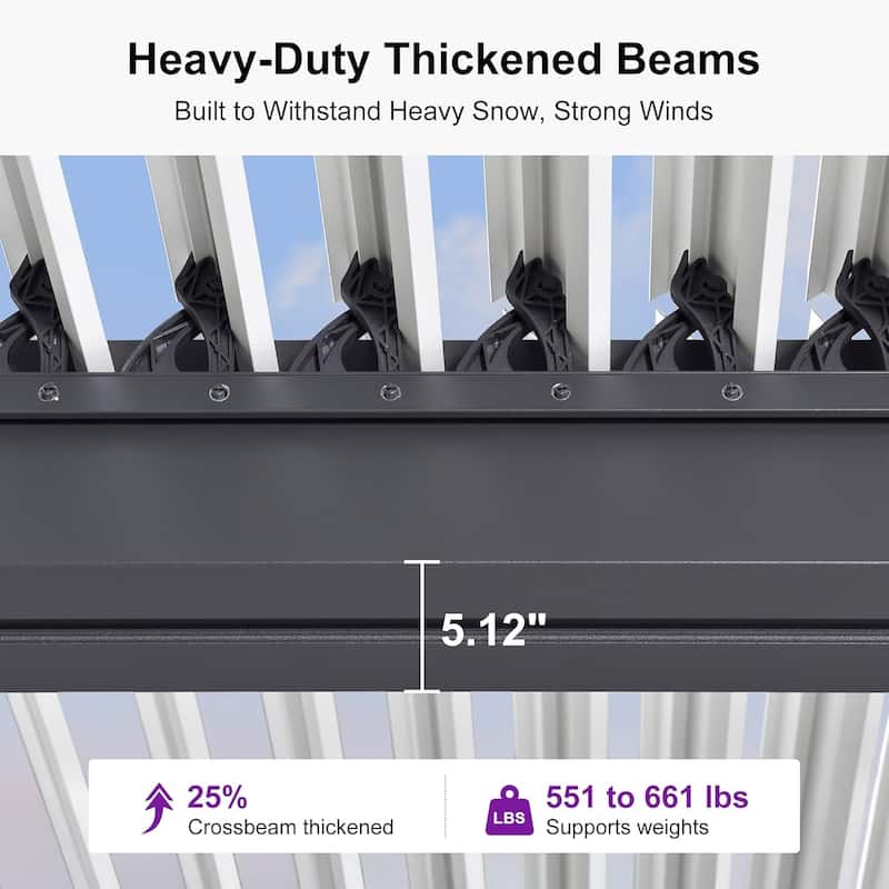 PURPLE LEAF Louvered Pergola Outdoor Aluminum Pergola with Adjustable Roof for Patio Hardtop Gazebo