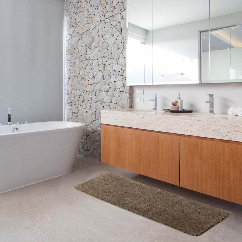 Microfiber Polyester Double Sink Bath Mat Runner - 48"L x 20"W