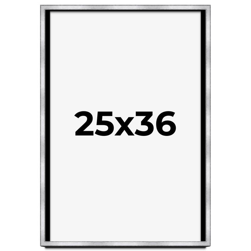 25x36 Shadow Box Frame Silver | 1.375 Inches Deep Real Wood