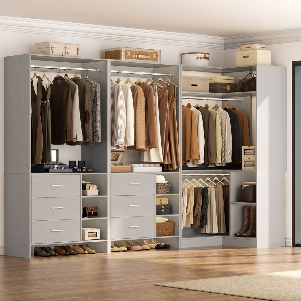 Cimly Set of 3 Freestanding Corner Closet System, Space-saving Closet Organizer for Walk-in/ Reach-in Closet