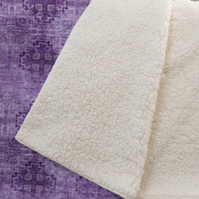 Premium Machine Washable Boho Imprints Sherpa Throw Blanket