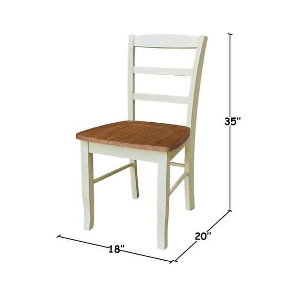 dimension image slide 0 of 12, International Concepts Solid Wood Madrid Ladderback Chairs, Set of 2 - N/A