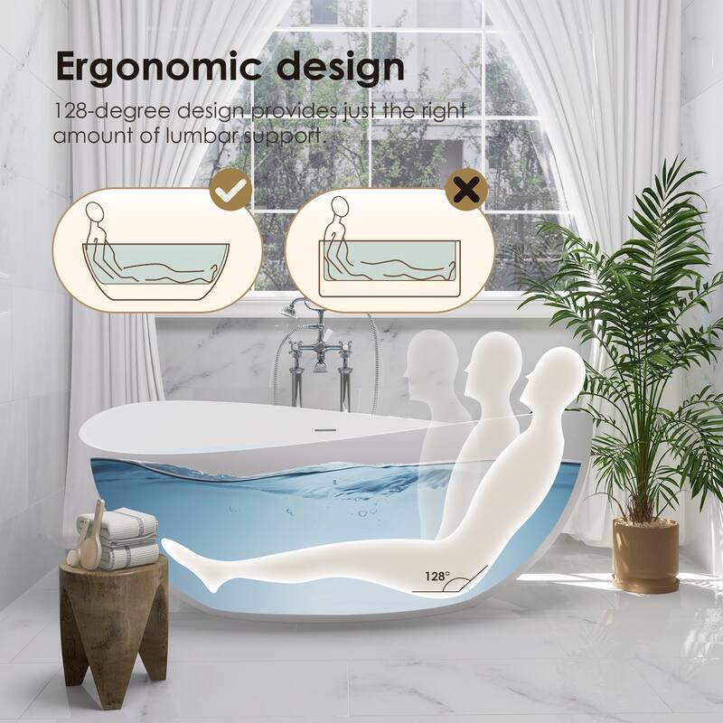 Vespa Solid Surface Soaking Bathtub with Drain