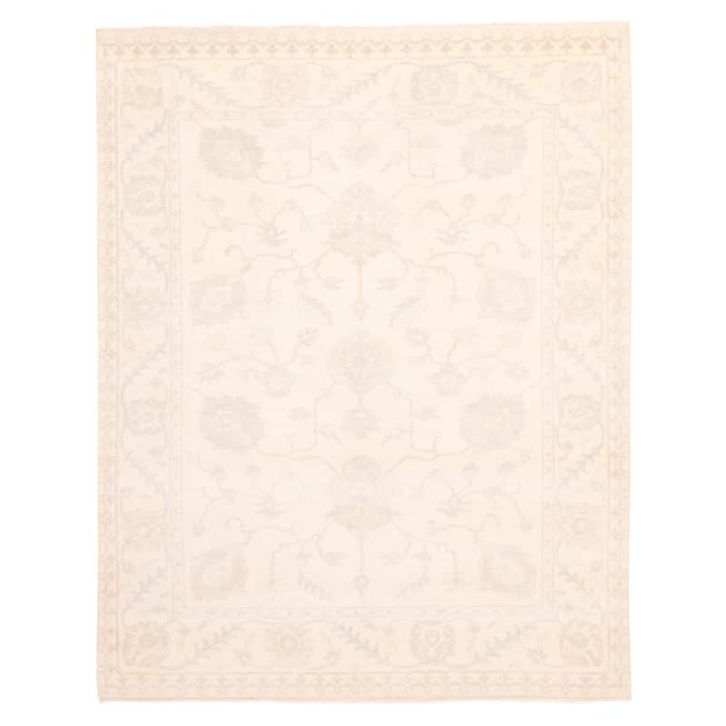 ECARPETGALLERY Hand-knotted Modern Oushak Ivory Wool Rug - 8'0 x 10'0