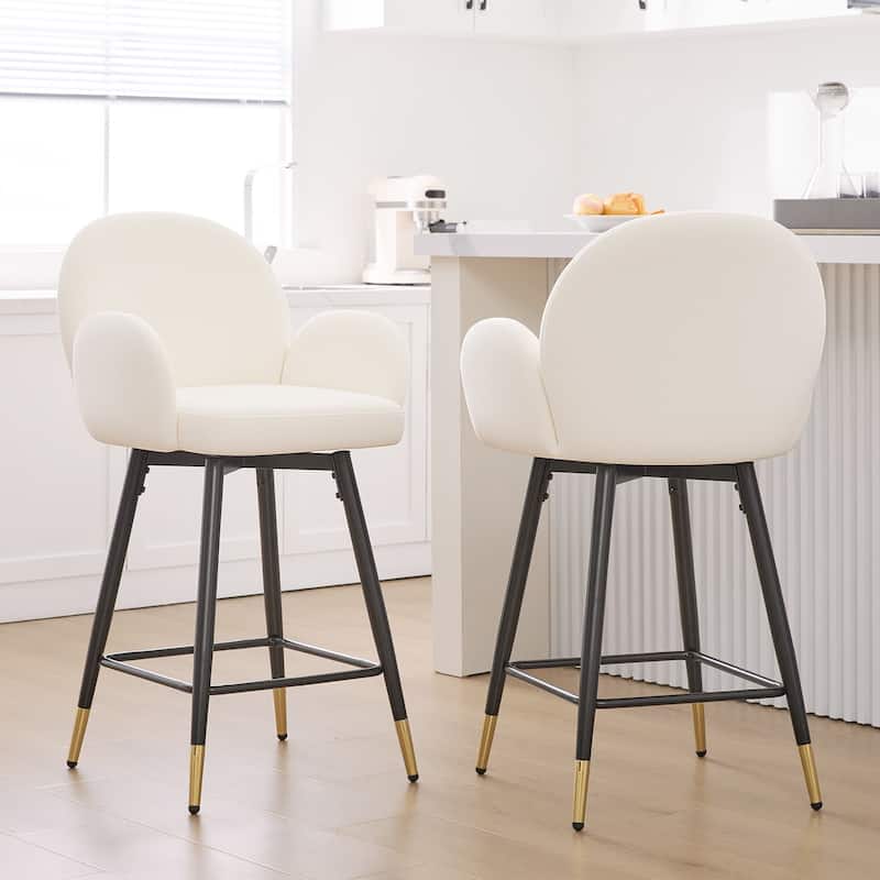26" Upholstered Swivel Counter Stool with Metal Frame Set of 2/4 - 38.6"H * 22.83"W * 22.83"D