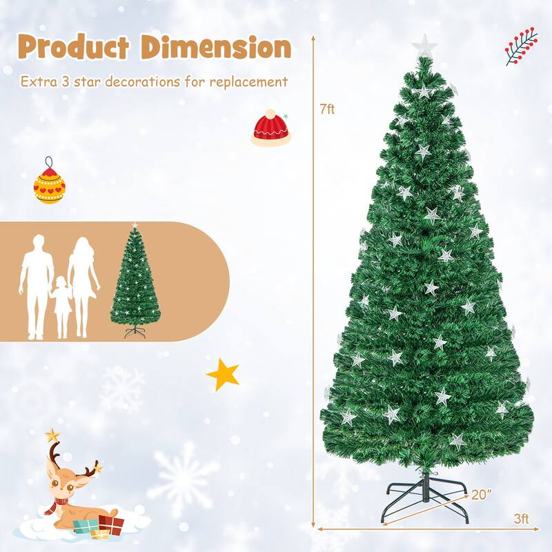7FT Prelit Fiber Optic Christmas Tree with Warm White Lights