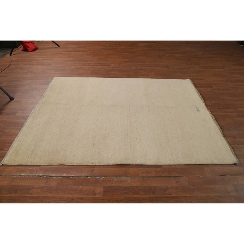 Gabbeh Modern Rug Oriental Beige Handmade Wool Carpet - 5'1"x 6'6"