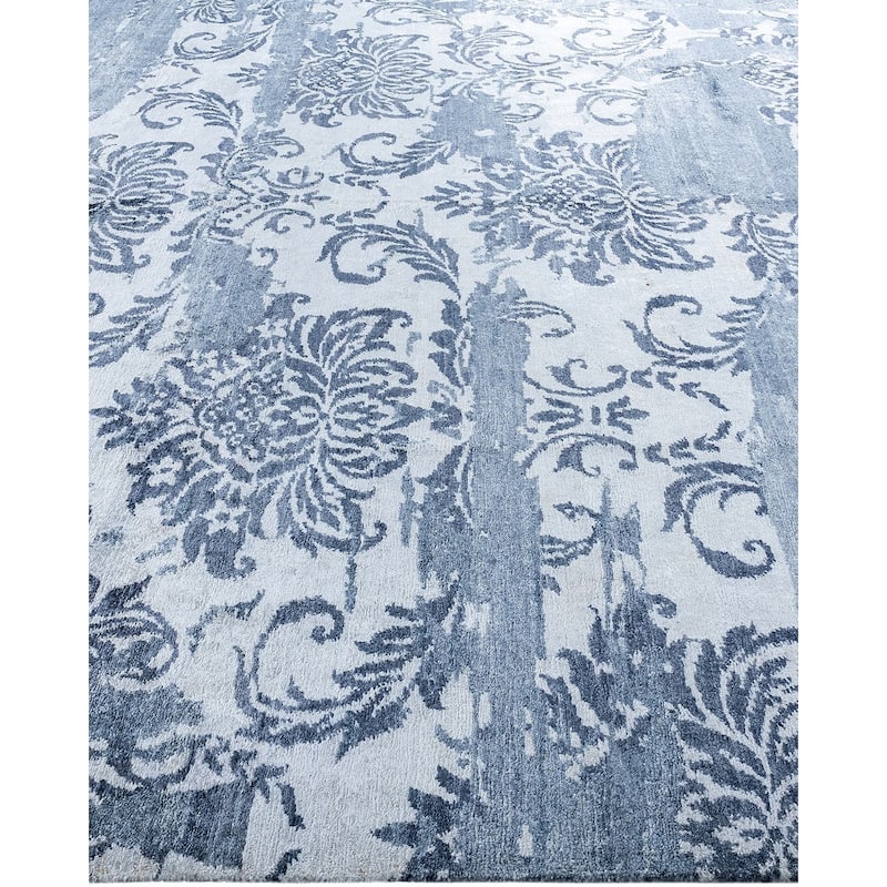 Modern One-of-a-Kind Hand-Knotted Area Rug - Gray, 9' 2" x 12' 0" - 9' 2" x 12' 0"