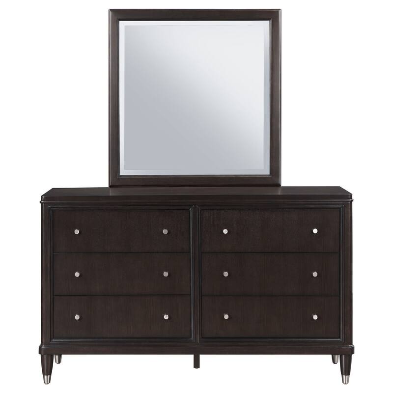 6-Drawer Brown Dresser with Mirror, Smooth Glide Hardware, and Rich Finish for Modern Bedroom Storage